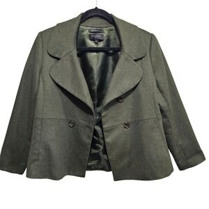 NWOT‎ TALBOTS BRUSHED ITALIAN WOOL DOUBLE BREASTED JACKET Olive Green Size 4P